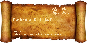 Mudrony Kristóf névjegykártya