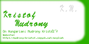 kristof mudrony business card